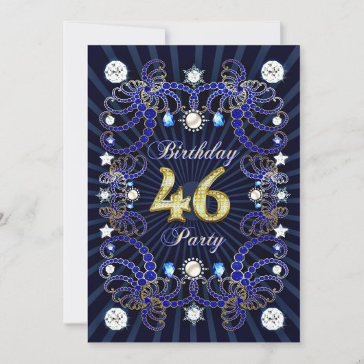 46歳の誕生日パーティー招待状と宝石の塊 招待状 (正面)