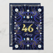 46歳の誕生日パーティー招待状と宝石の塊 招待状 (正面/裏面)