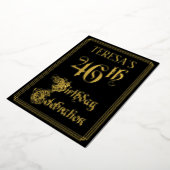 46歳の誕生日パーティー - ファンシーな筆記体とカスタムネーム 箔招待状 (回転した状態)