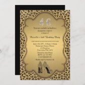 46歳の誕生日パーティー 46歳のチーター ハイヒール シューズ 招待状 (正面/裏面)