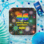 46歳の誕生日:カラフルで楽しいお祝いの花火 ペーパープレート (パーティー)
