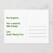 46歳の誕生日:ピンクのストライプとハート、虹46 ポストカード (裏面)