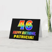 46歳の誕生日: 大胆で楽しいシンプルなレインボー46 カード (正面)