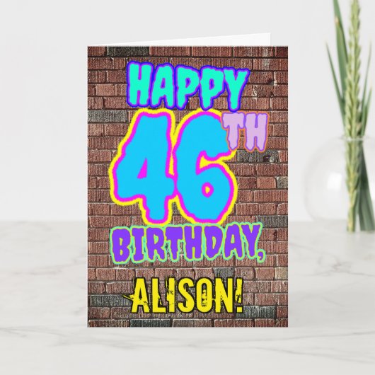 46歳の誕生日 - 楽しいアーバングラフィティ風デザイン カード (正面)