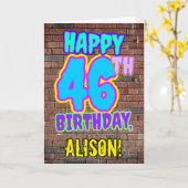 46歳の誕生日 - 楽しいアーバングラフィティ風デザイン カード (黄色い花)