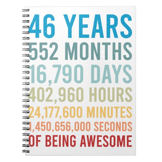 46歳552ヶ月16790日は素晴らし誕生 ノートブック (正面)