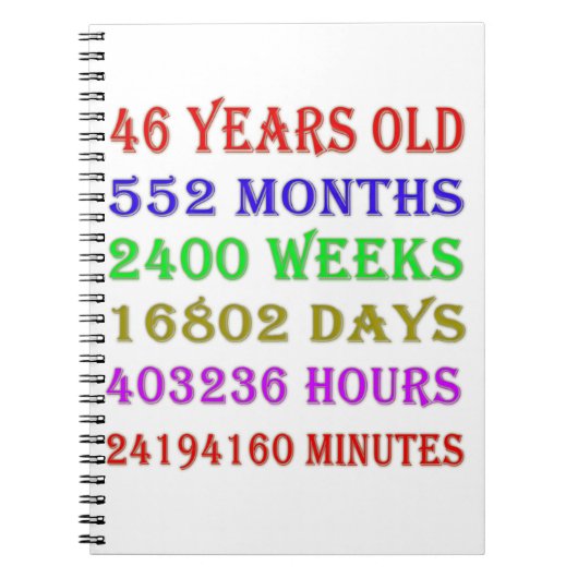 46番目の誕生日マイルストーン ノートブック (正面)