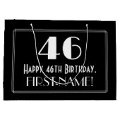 46番目の誕生日:インスパイアアールデコスタイル「46」、名前 ラージペーパーバッグ (裏面)