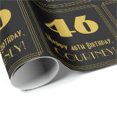 46番目の誕生日-インスパイアアールデコルック"46" & Name ラッピングペーパー (ロールコーナー)