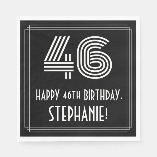 46番目の誕生日:インスパイアアールデコ検索"46" +名前 スタンダードランチョンナプキン (正面)