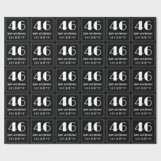 46番目の誕生日-インスパイアアールデコ検索"46",名前 ラッピングペーパー (フラット)