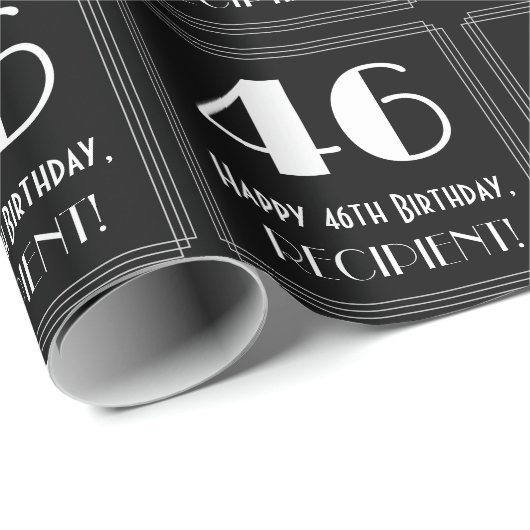 46番目の誕生日-インスパイアアールデコ検索"46"，名前 ラッピングペーパー (ロールコーナー)