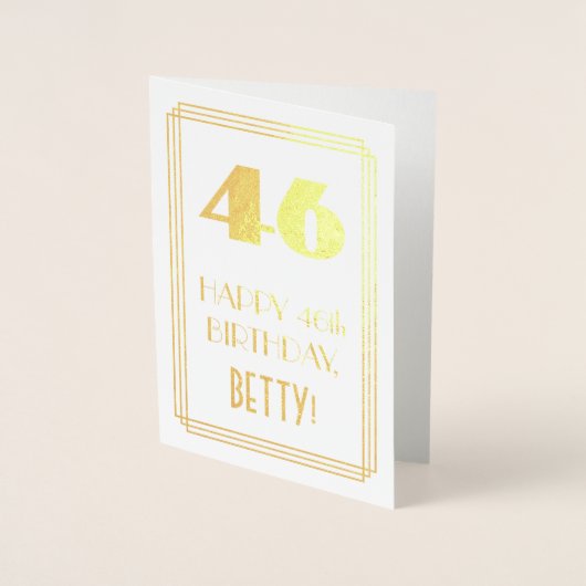 46番目の誕生日:インスパイアアールデコ検索"46" & Name 箔カード (正面)