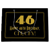 46番目の誕生日—インスパイアアールデコ「46」の外観と名前 ラージペーパーバッグ (正面)