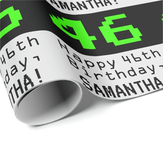46番目の誕生日- Nerdy / オタク系のスタイル"46"と名前 ラッピングペーパー (ロールコーナー)