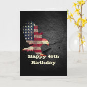 46誕生日の国旗とハゲ鷲 カード (黄色い花)