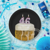 46誕生日ビールオンブラック紙プレート ペーパープレート (パーティー)