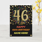 46誕生日花火虹金ゴールドおもしろい カード (黄色い花)