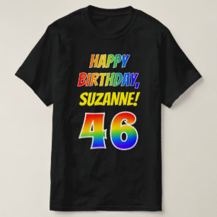 46誕生日— ,おもしろいはっきりした,レインボー46,名前をカスタムする Tシャツ