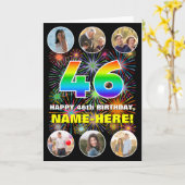 46誕生日:おもしろいレインボー#,名前をカスタムする&写真 カード (黄色い花)