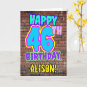 46誕生日-おもしろい、アーバングラフィティインスパイアルック カード (黄色い花)