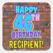 46誕生日-おもしろい、アーバングラフィティインスパイアルック スクエアシール (正面)
