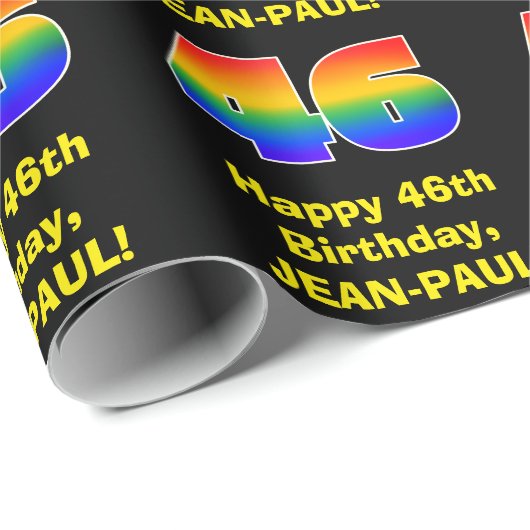 46誕生日:おもしろい、カラフルレインボーインスパイア# 46 ラッピングペーパー (ロールコーナー)