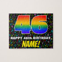 46誕生日:おもしろい、カラフル音楽シンボル、「46」
