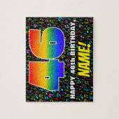 46誕生日:おもしろい、カラフル音楽シンボル、「46」 ジグソーパズル (縦)