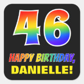 46誕生日:はっきりした,おもしろい,シンプル虹, 46 スクエアシール (正面)