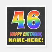46誕生日:はっきりした,おもしろい,シンプル虹, 46 スタンダードランチョンナプキン (正面)