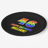 46誕生日:はっきりした,おもしろい,シンプル虹, 46 ペーパープレート (アングル)