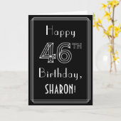 46誕生日:アールデコスタイル番号46および名前をカスタムする カード (黄色い花)