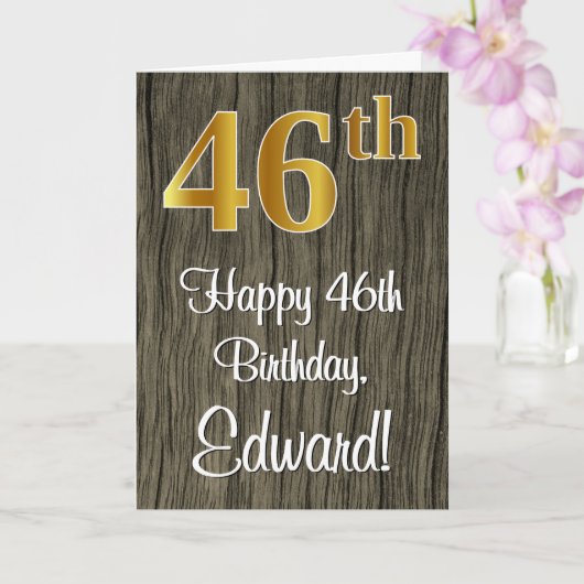 46誕生日:エレガントフェイク金ゴールドルック#,フェイク Wood カード (蘭)