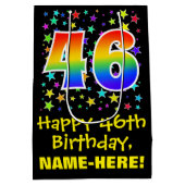 46誕生日:カラフルスターズパターン&レインボー46 ミディアムペーパーバッグ (裏面)