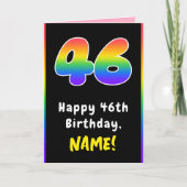 46誕生日:カラフルレインボー# 46,名前をカスタムする カード (正面)