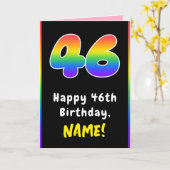 46誕生日:カラフルレインボー# 46,名前をカスタムする カード (黄色い花)