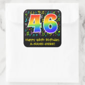 46誕生日:カラフル音楽シンボル、レインボー46 スクエアシール (バッグ)