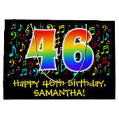 46誕生日-カラフル音楽シンボル、レインボー46 ラージペーパーバッグ (裏面)