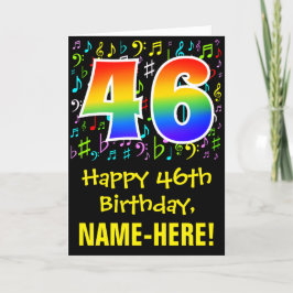 46誕生日:カラフル音楽シンボル+虹46 カード