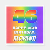 46誕生日: カラフル、おもしろいレインボーパターン# 46 スタンダードランチョンナプキン (正面)