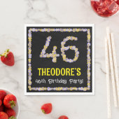 46誕生日:フローラ花数名前をカスタムする スタンダードランチョンナプキン (インサイチュ)