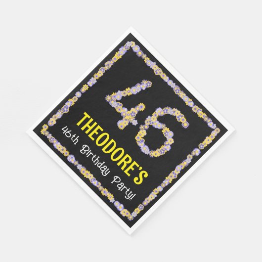 46誕生日:フローラ花数名前をカスタムする スタンダードランチョンナプキン (角)