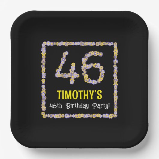 46誕生日:フローラ花数名前をカスタムする ペーパープレート (正面)