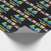 46誕生日：レインボー「46」、写真カスタムと名前 ラッピングペーパー (角)