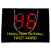 46誕生日：レッドデジタルクロックスタイル"46" +名前