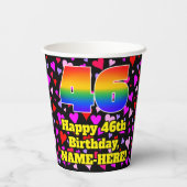 46誕生日：愛するハートパターン、虹46 紙コップ (裏面)
