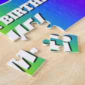 46誕生日— 数々の – 色のレインボーパターン「46」 ジグソーパズル (側面)