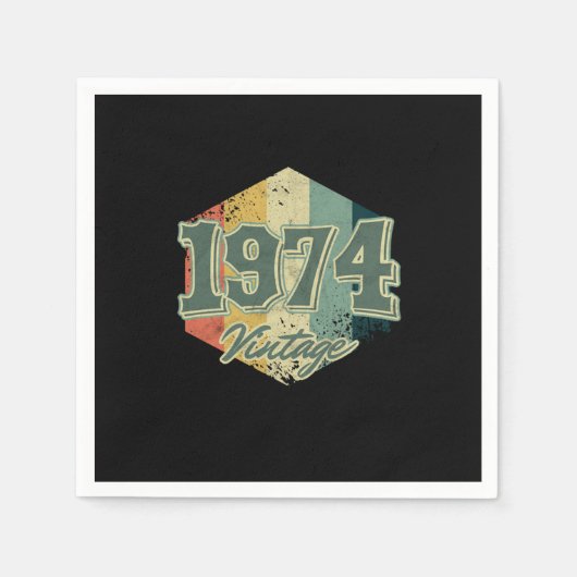 46誕生祝いギフト1974ヴィンテージレトロ スタンダードカクテルナプキン (正面)