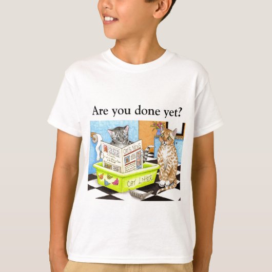 464 Tおもしろいシャツを着た猫 Tシャツ (正面)